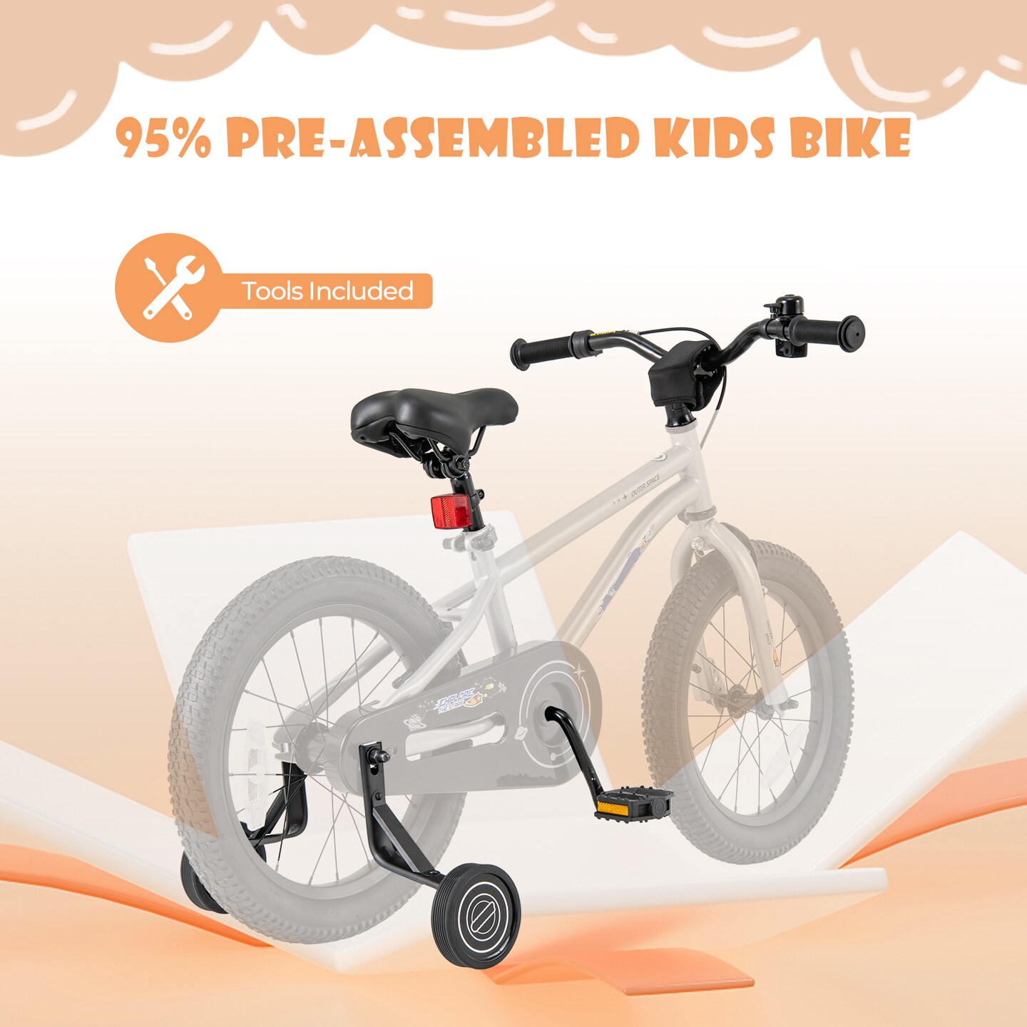 16-Inch Kids Bike Bicycle for Boys Girls 4-7 Adjustable with High Carbon Steel Frame - 45&#x22; x 21&#x22;x 28.5&#x22; (L x W x H)