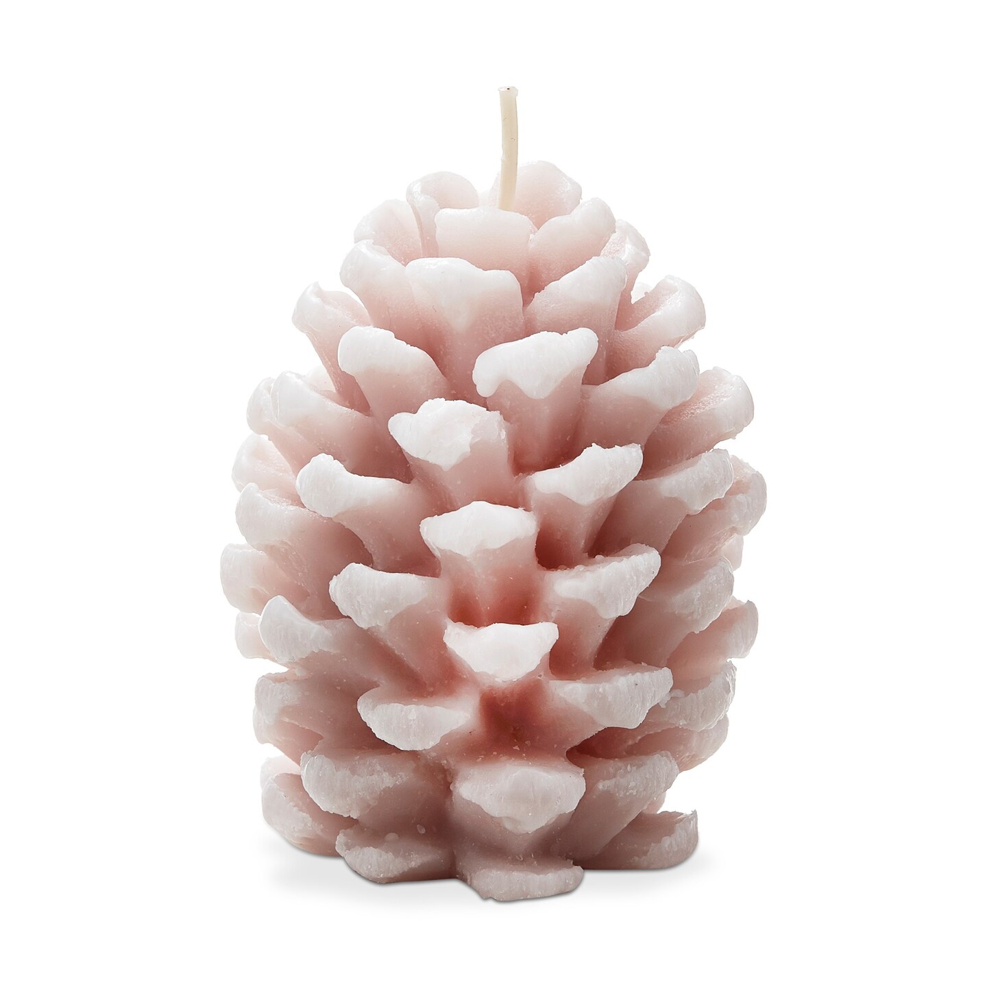 Frosted Pine Cone Blush Candle - Sculpted Paraffin Wax, 75 Hour Burn Time, 3.9&#x22; H x 2.4&#x22; D, Perfect for Everyday Decor