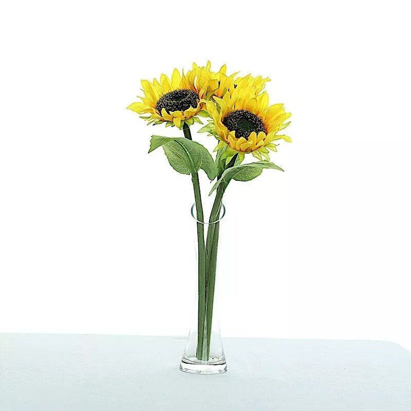 3 Yellow 17-Inch ARTIFICIAL Faux SILK SUNFLOWER Stems Wedding Party Supplies