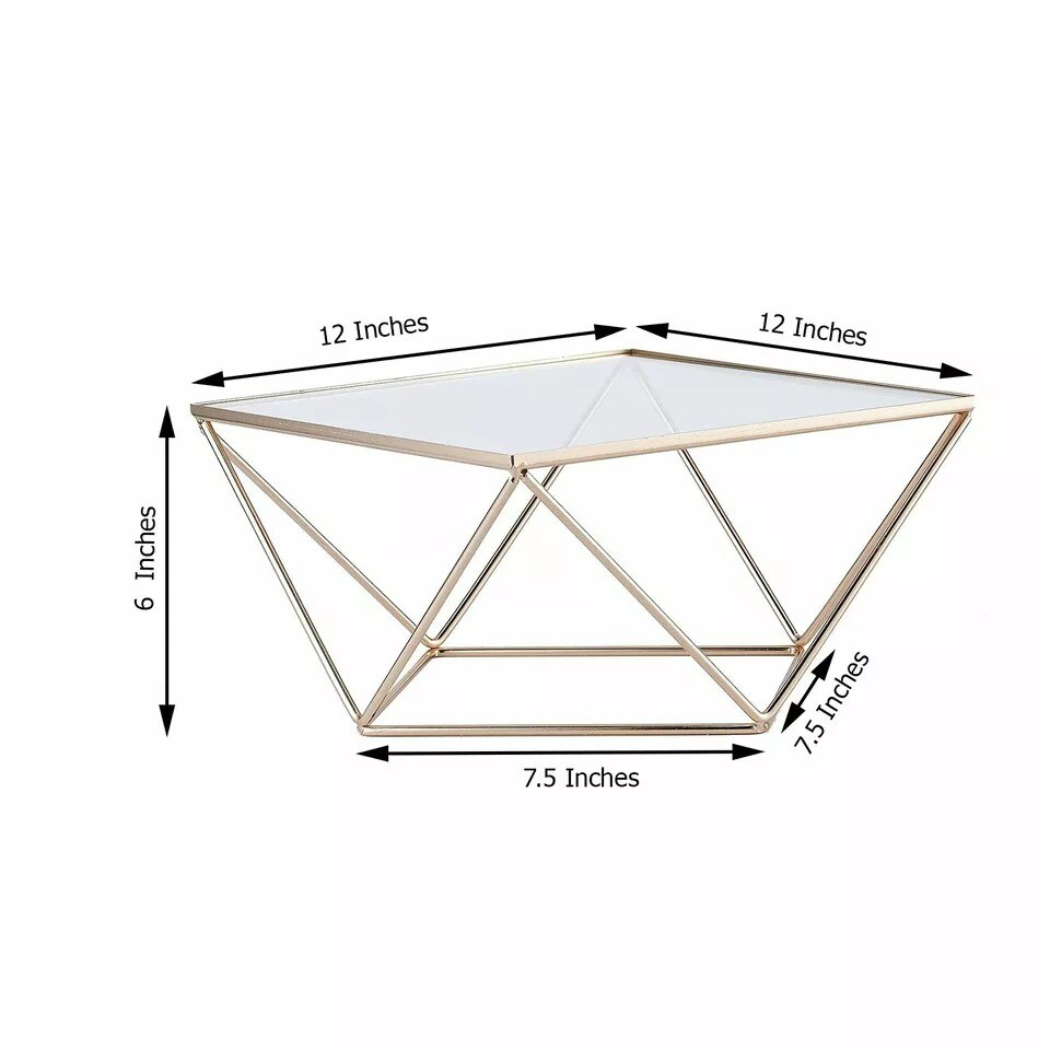 12-Inch Gold Clear Metal Glass Geometric CAKE STAND Party Wedding Decorations