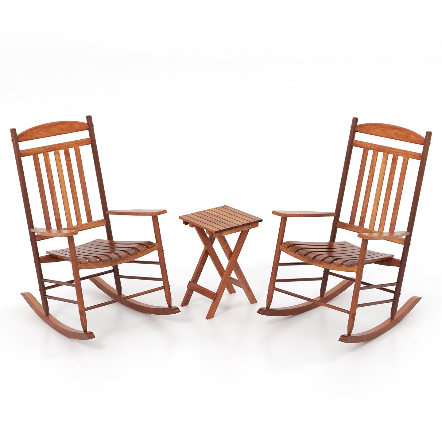 3-piece Outdoor Poplar Wood Rocking Bistro Set - 14&#x22; x 14&#x22; x 18&#x22; (L x W x H)