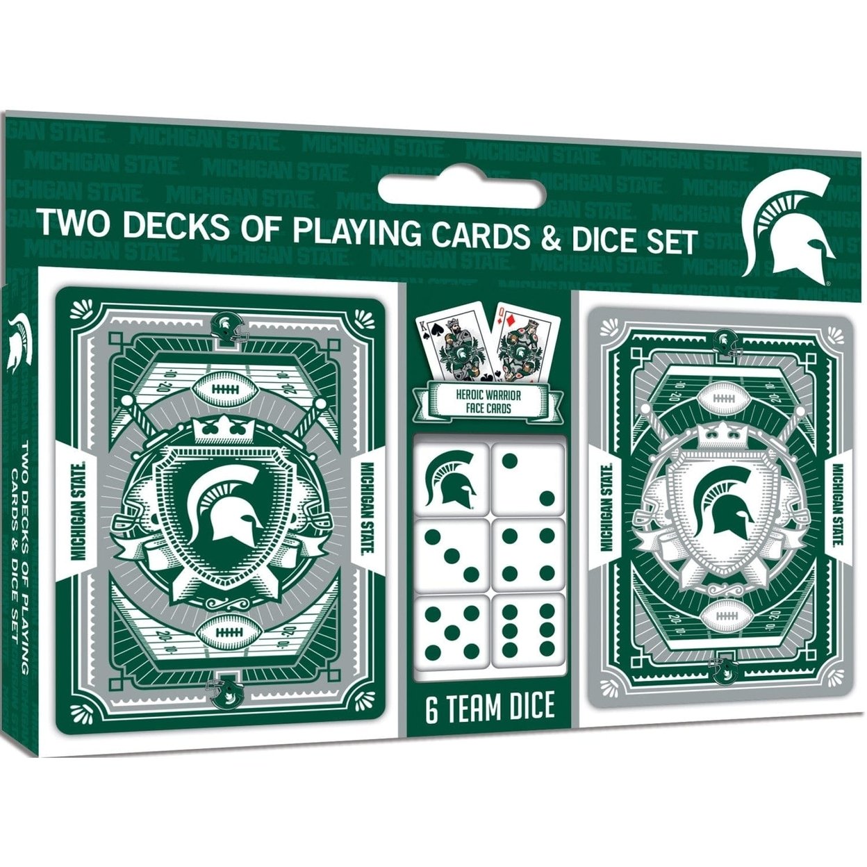 Michigan State Spartans 2-Pack Playing Cards And Dice Set Casino Style Design