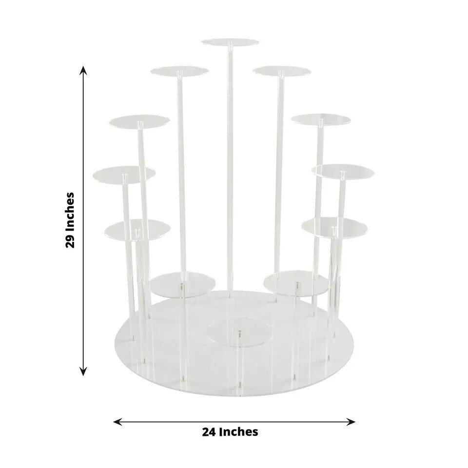 CLEAR 29&#x22; Tiered 12 Arm Round Acrylic Cupcake Holder Dessert Display Stand Party