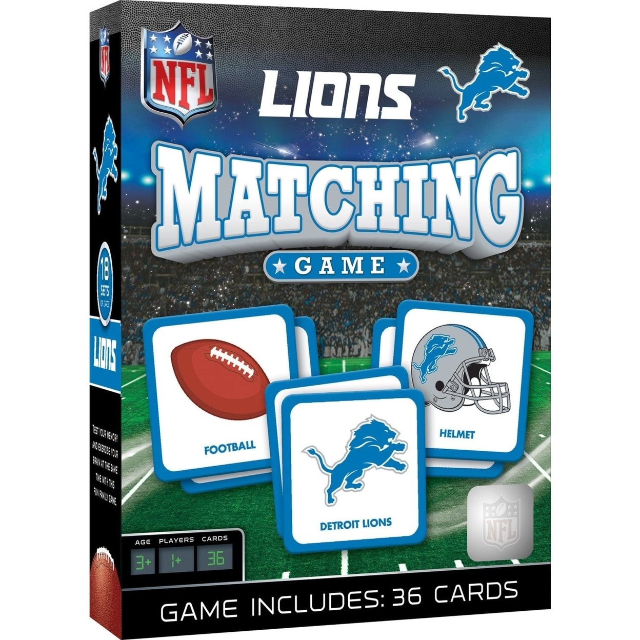 Detroit Lions Nfl Matching Game Family Memory Card Game 18 Unique Pairs