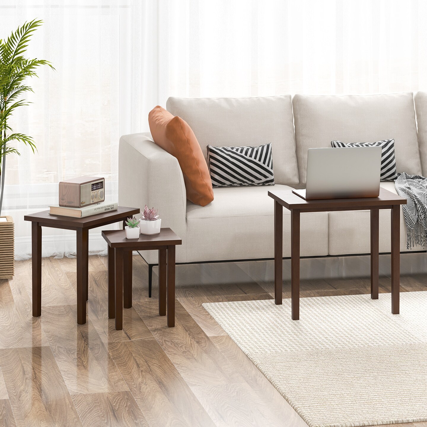 3-Piece Farmhouse Rectangle Side Table Set for Living Room - 19&#x22; x 13&#x22; x 18&#x22; (L x W x H)