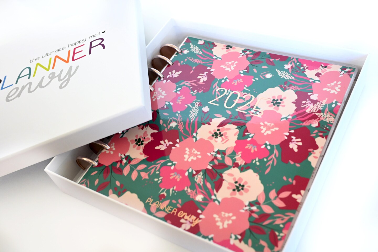 2025 Planner - Mini Horizontal Layout, Disc Bound - "Teal & Pink Floral" (#1005)