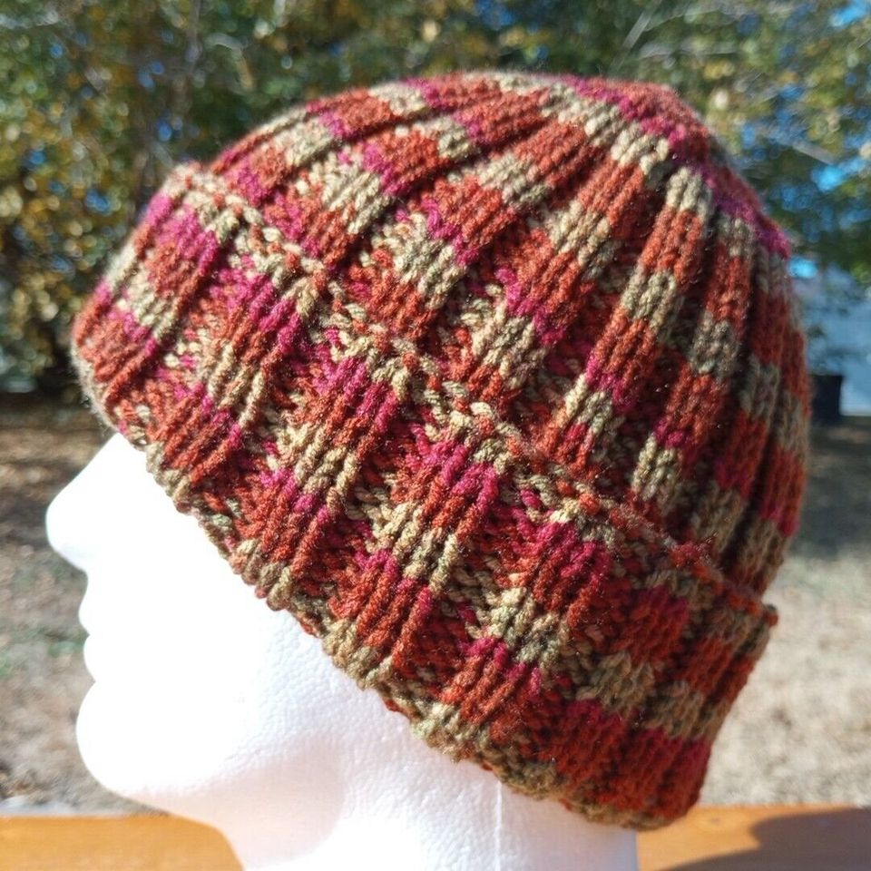 Mens Hipster Wide Cuff Beanie Hat Hand Knit Rib Acrylic  display picture 3
