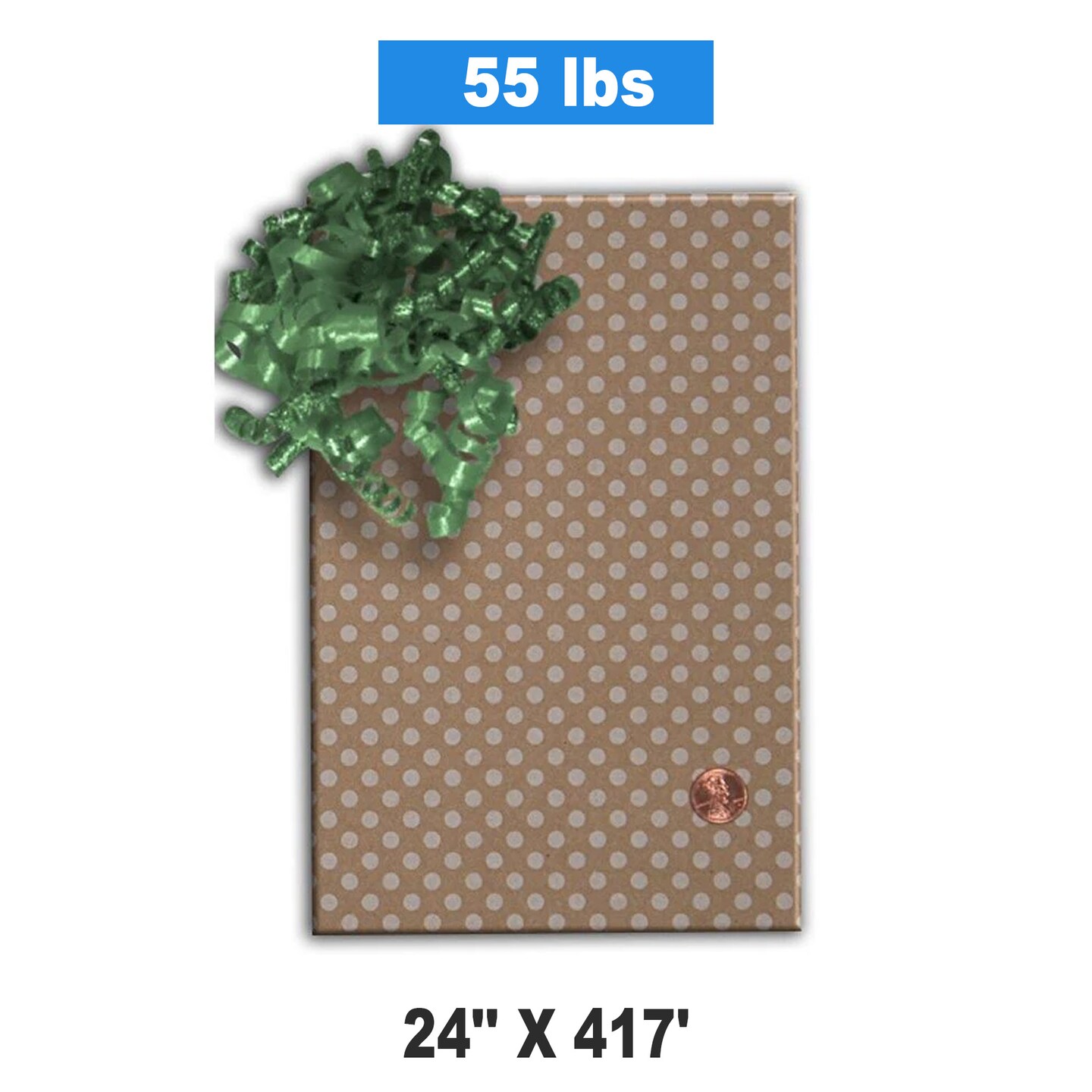 White Polka Dots On Kraft Dots 24&#x22; &#xD7; 417&#x27; Wrapping Paper