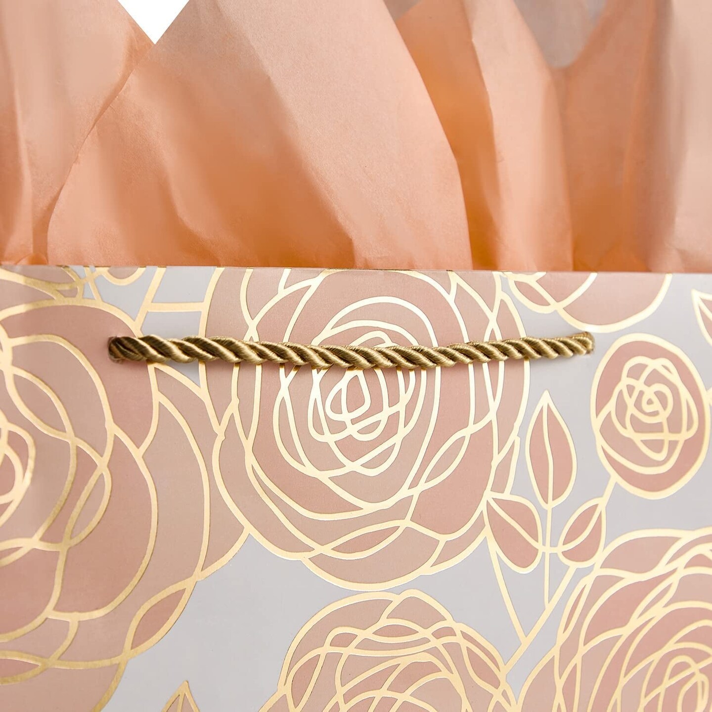 13&#x22; Rose Gold Large Gift Bag with Card and Tissue Paper