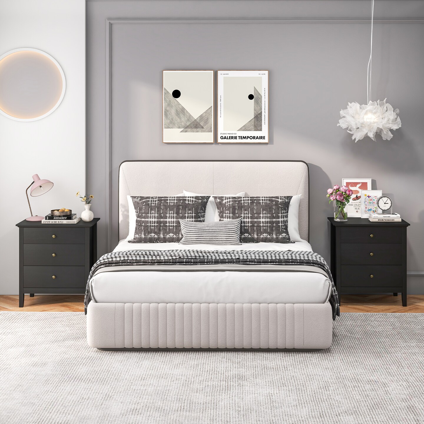 Nightstand Beside End Side Table Organizer with 3 Drawers