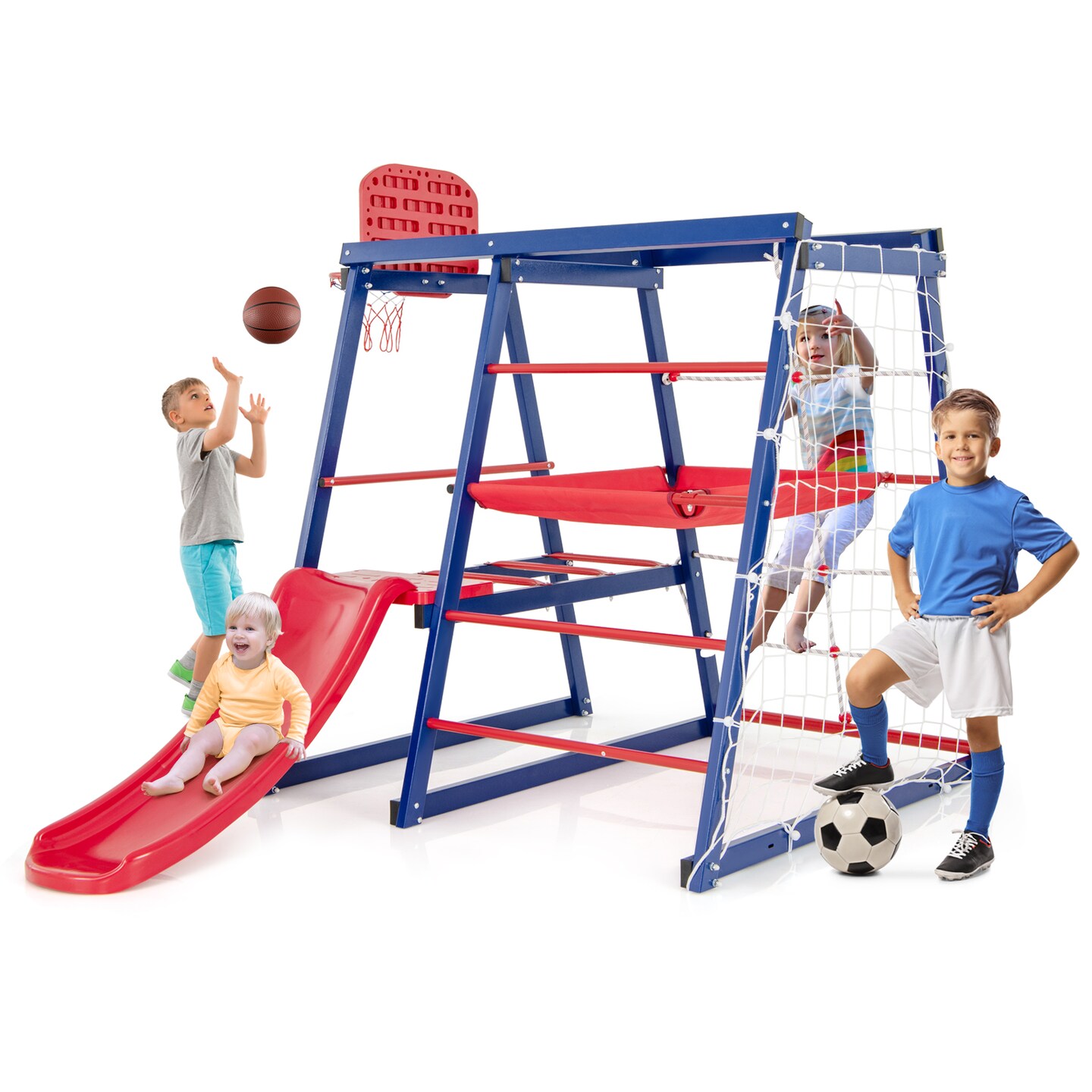 7-In-1 Metal Toddler Climbing Toys for 3-7 Years Old - 59&#x22; x 56&#x22; x 57.5&#x22; (L x W x H)