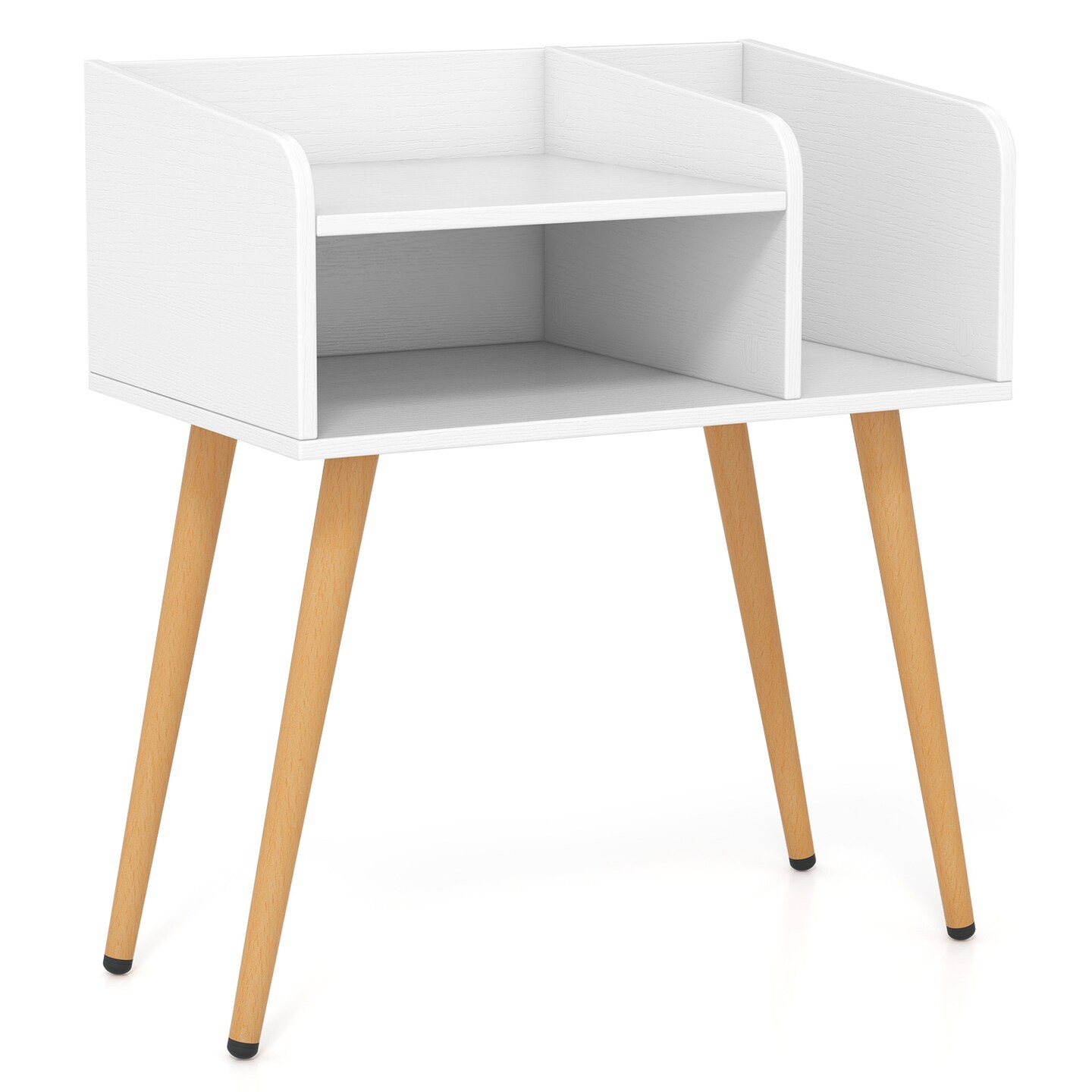 Mid Century Modern Nightstand  with Open Shelves