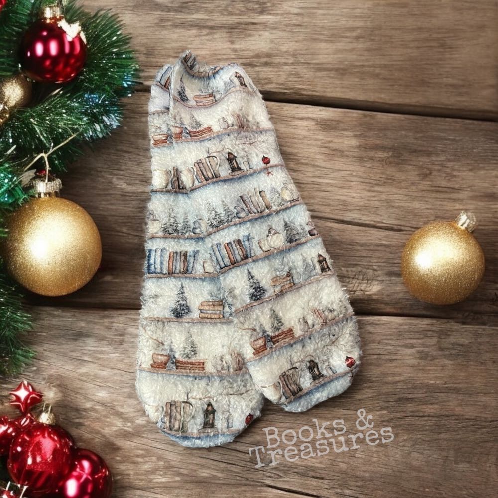 Bookish Fuzzy Holiday Socks Book Lover Gift Christmas