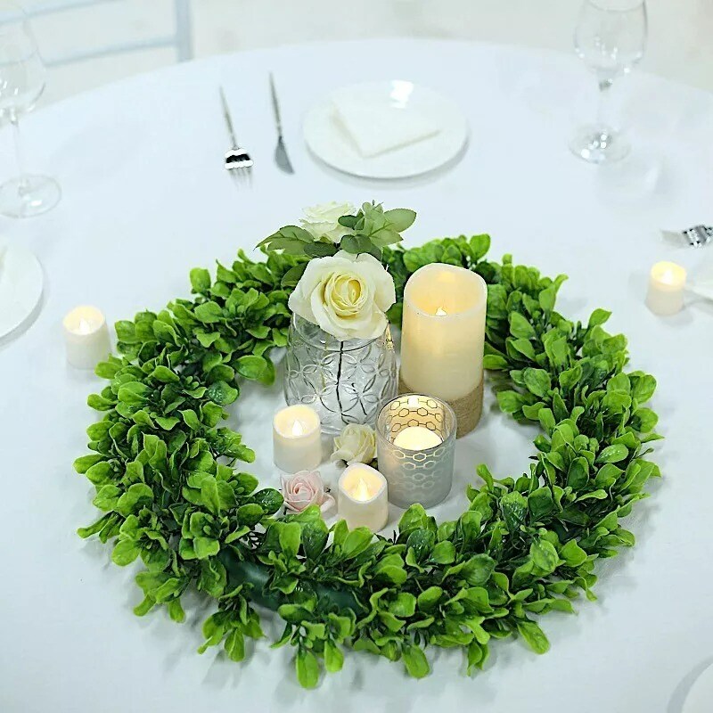 2 Green 21" Wreaths Artificial Jasmine Leaves Candle Rings Party Decorations