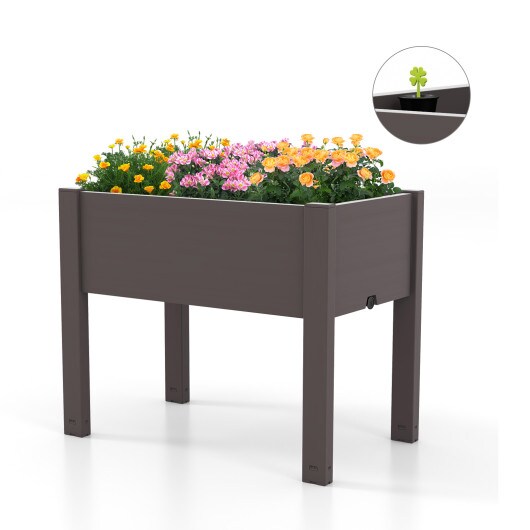 53L Raised Bed Grow Box Self-Watering Planter Box Stand with Water Level Monitor