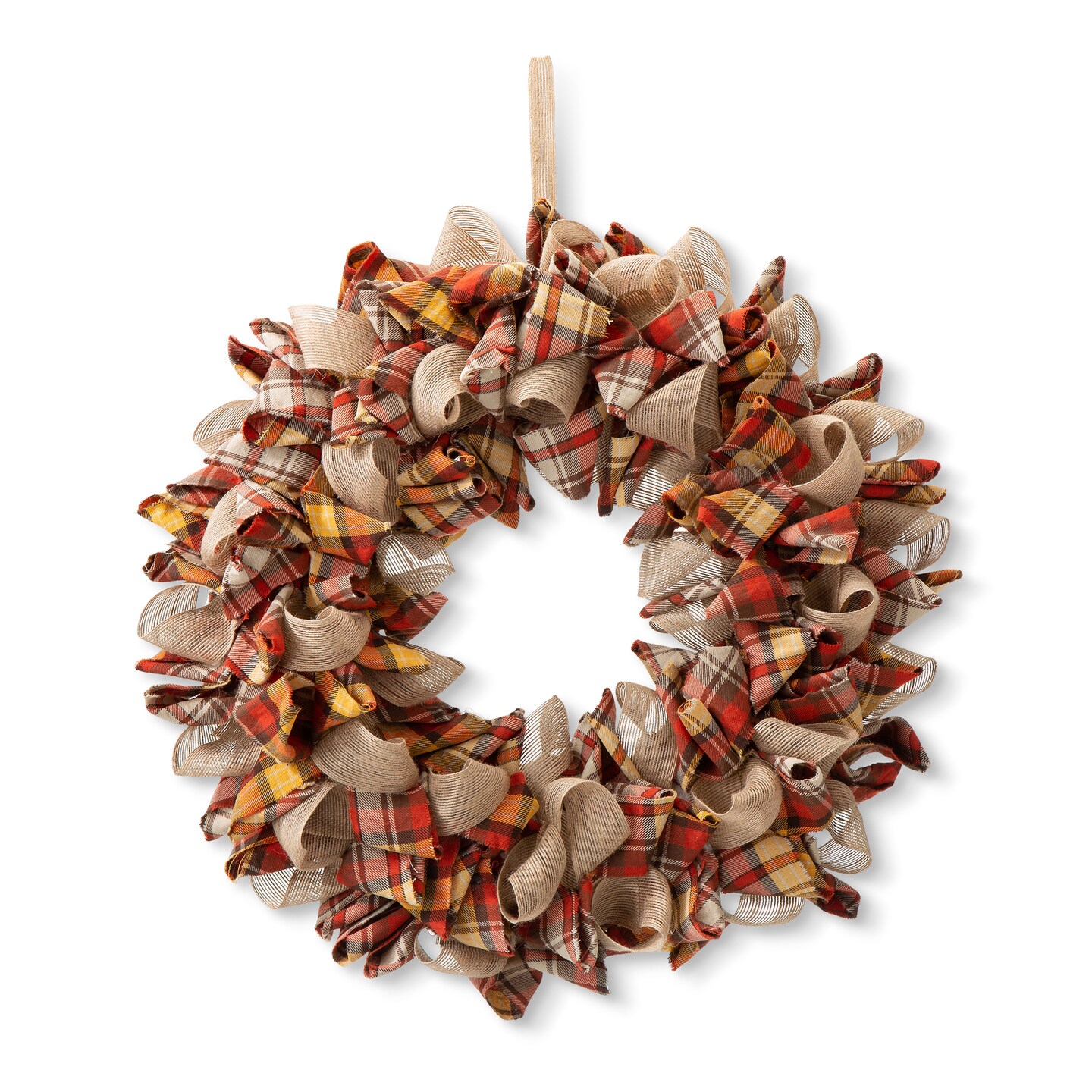 18.5"D Fall Doorway & Wall Fabric Plaid Wreath