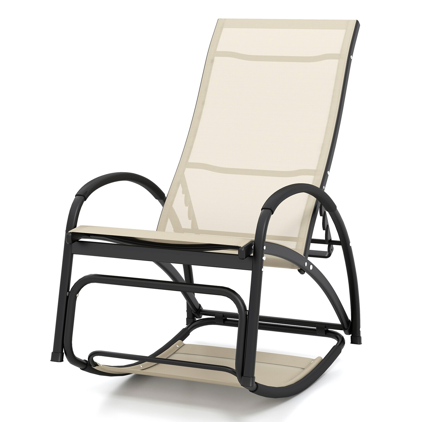 2-in-1 Outdoor Rocking Chair with 4-Position Adjustable Backrest for Patio Porch Poolside - 48.5 x 24.5 x 36 (L x W x H)