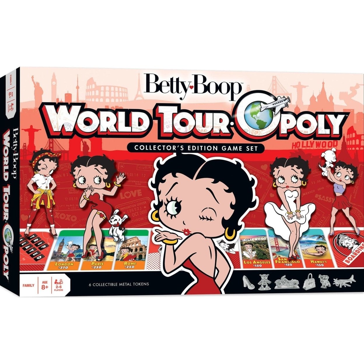 Betty Boop Opoly Board Game Travel Edition With Pewter Pieces And Landmark Cards