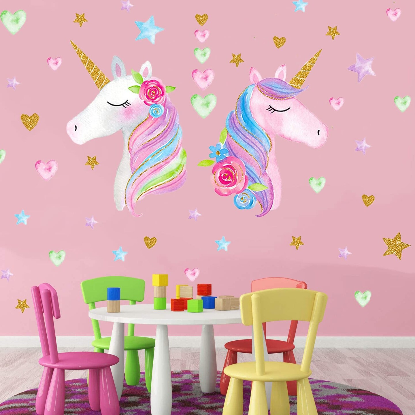 Unicorn Wall Decal,Large Size Unicorn Wall Sticker Decor for Gilrs Kids Bedroom Birthday Party