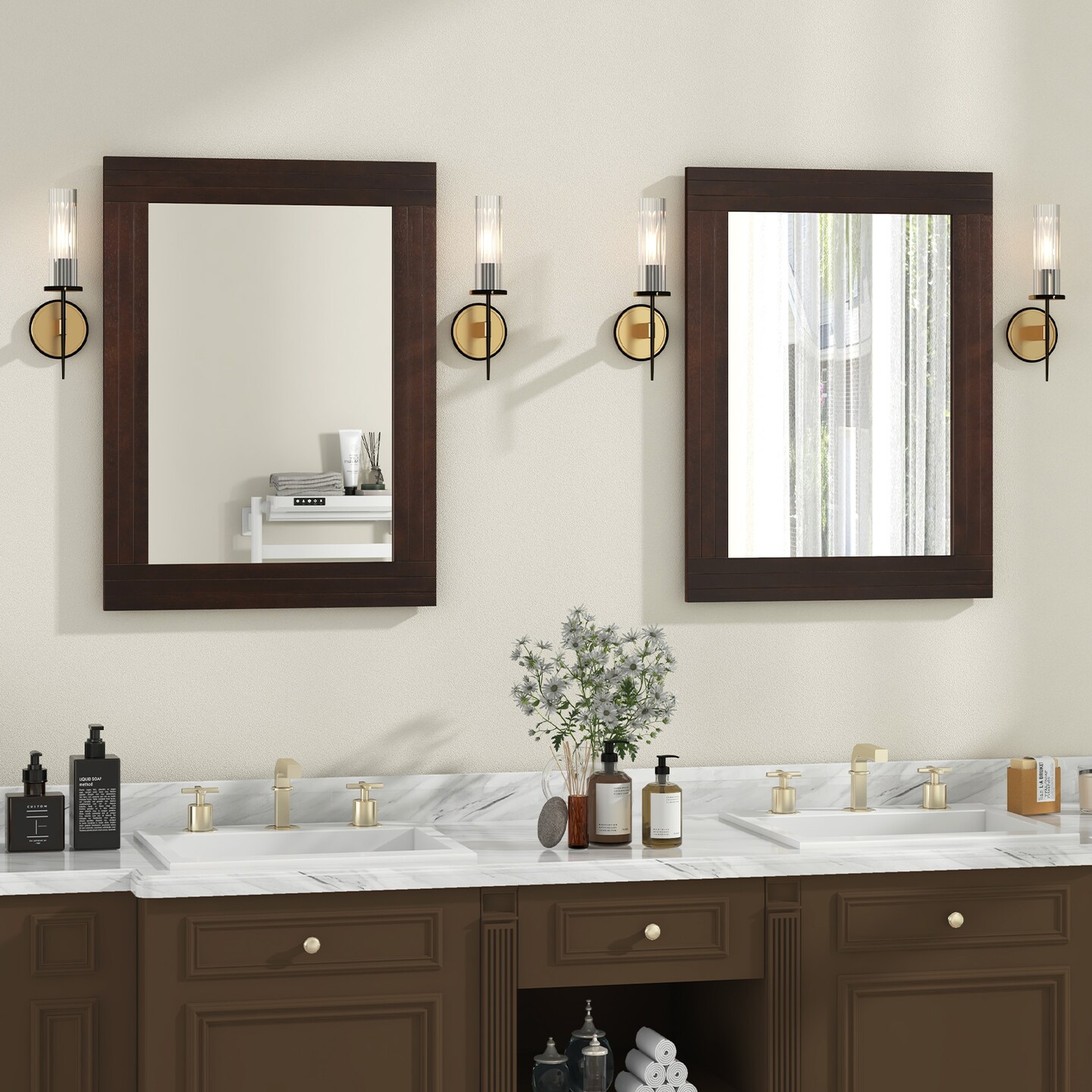 Wood Framed Wall Mirror for Bedroom Living Room Vanity Entryway - 32&#x22; x 24&#x22; (L x W)
