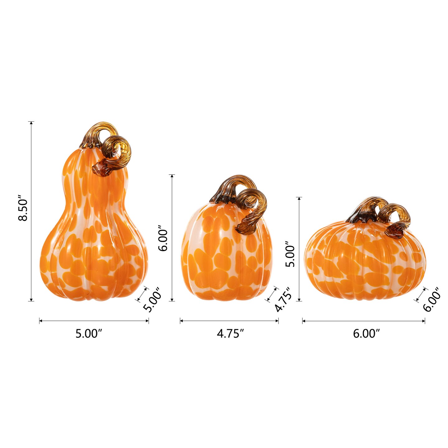 S/3 Glass Pumpkin &#x26; Gourd