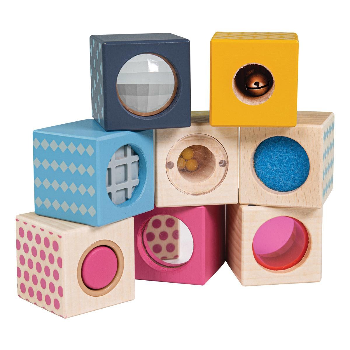 Bigjigs Toys Wooden Sensory Blocks - Set of 8