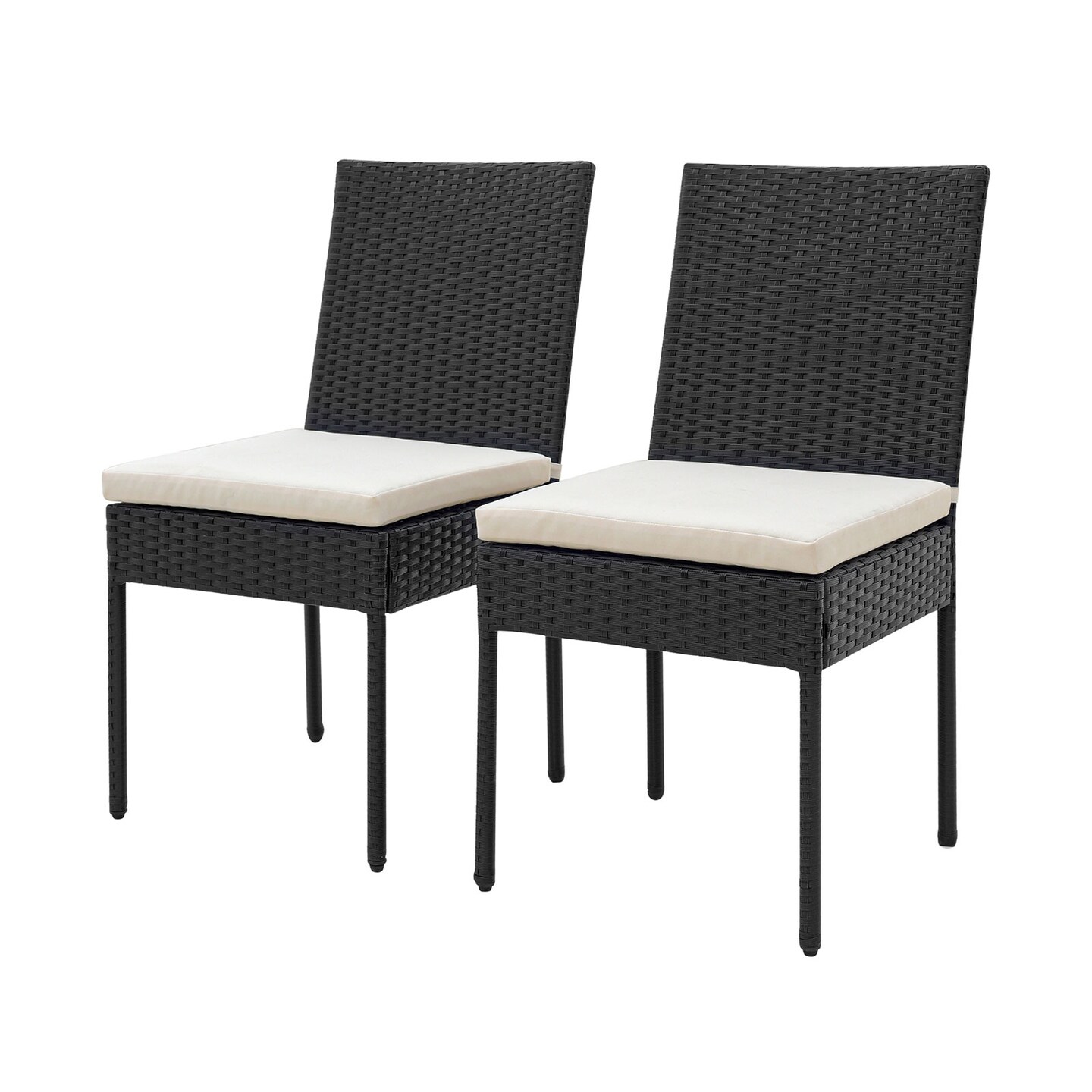 PE Wicker Patio Chairs Set of 2 with Cushions for Porch Deck Garden and Backyard-2 Pieces