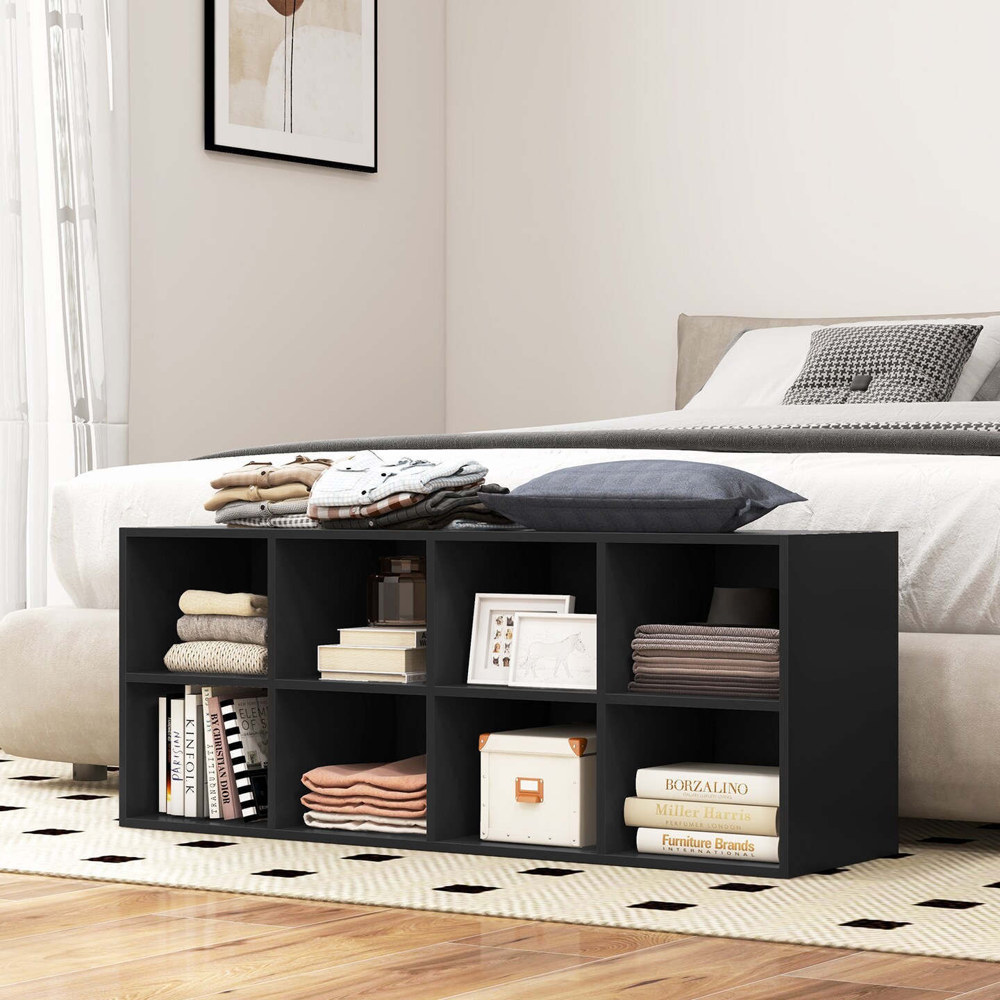 8 Cubbies Shoe Organizer with Screws and Non-Slip Foot Pads
