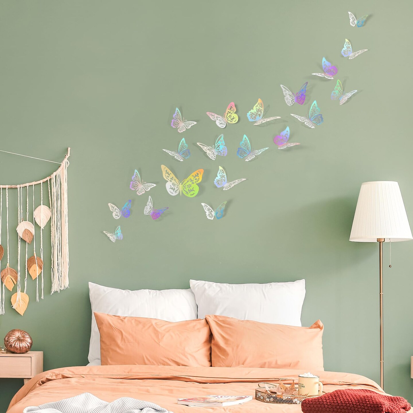 60 Pcs Butterfly Decorations, 3 Sizes 5 Styles, 3D Butterfly Cake Party Decorations, Butterfly Wall Decor, Butterflies for Crafts, Cake Decorating, Wall Stickers Room Decor (Laser Silver)