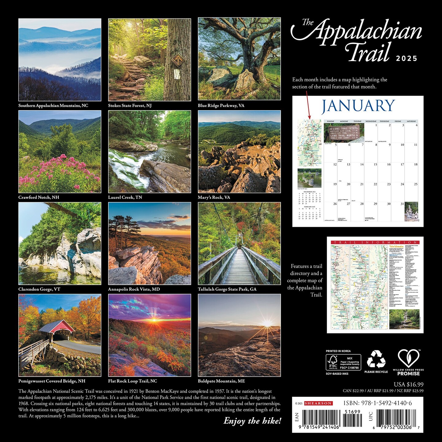 Appalachian Trail 2025 Wall Calendar