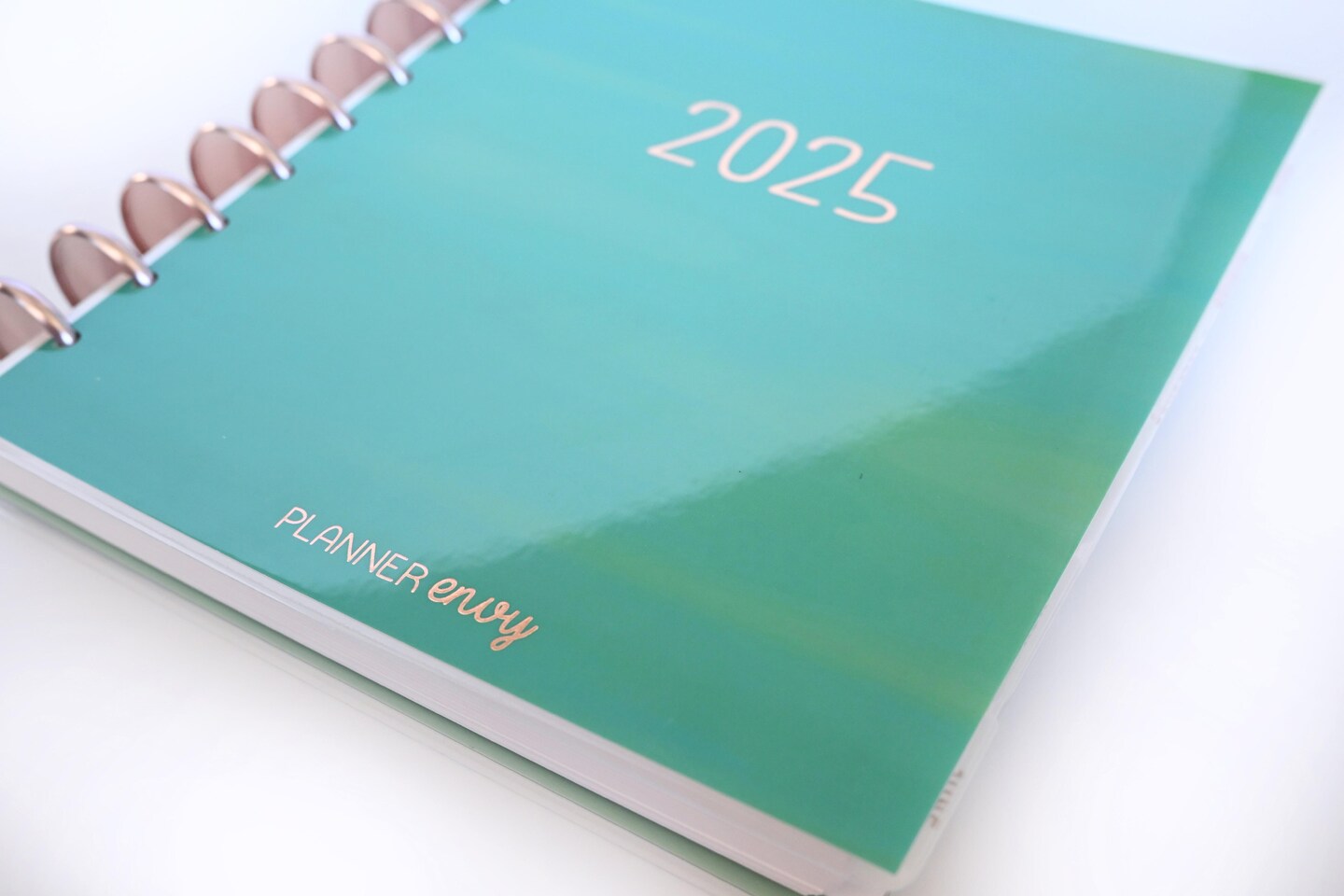2025 Planner - Mini Horizontal Layout, Disc Bound - "Teal Strokes" (#1002)