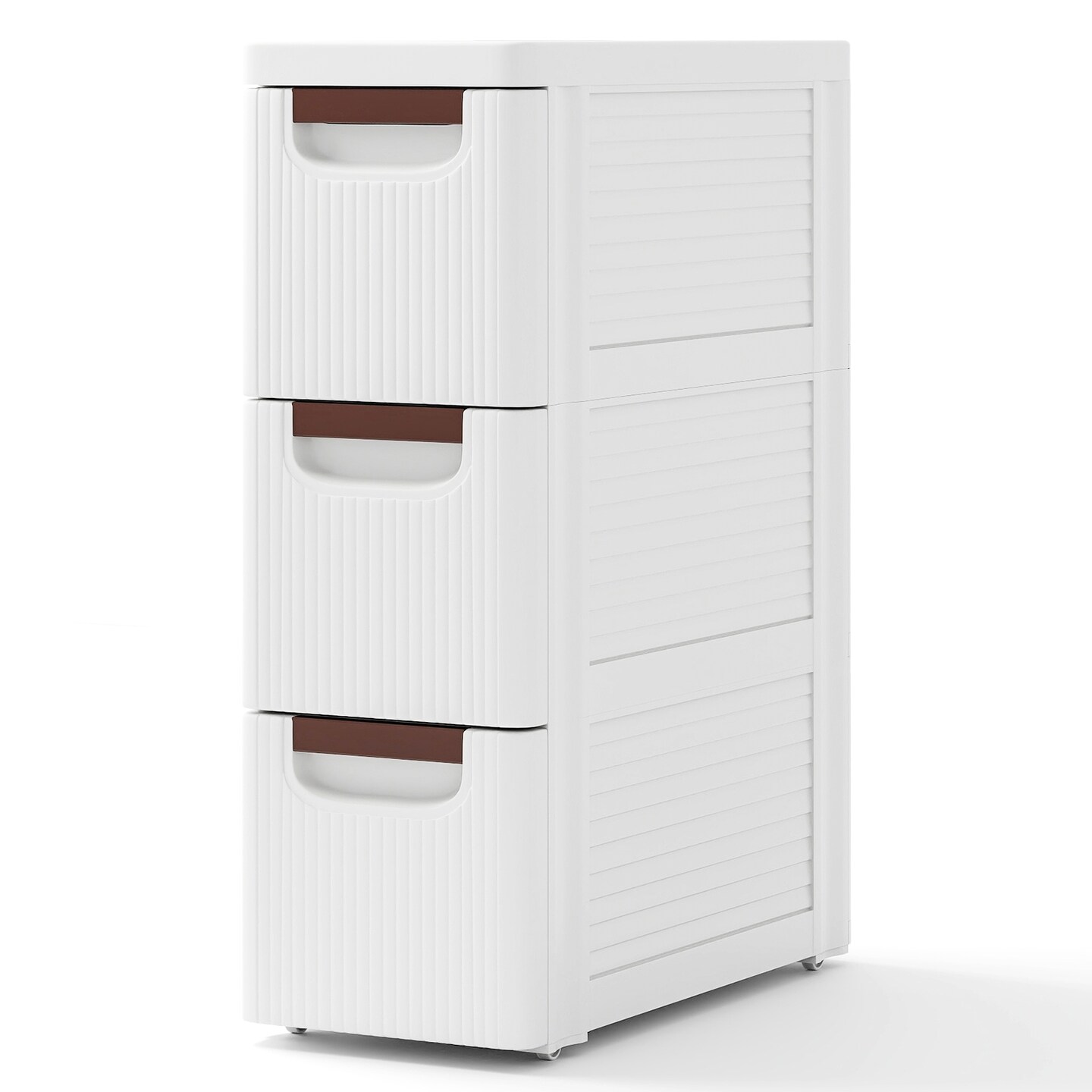 Rolling Organizer Unit Narrow Storage Cabinet with Built-In Wheels for Small Space-3-Drawer