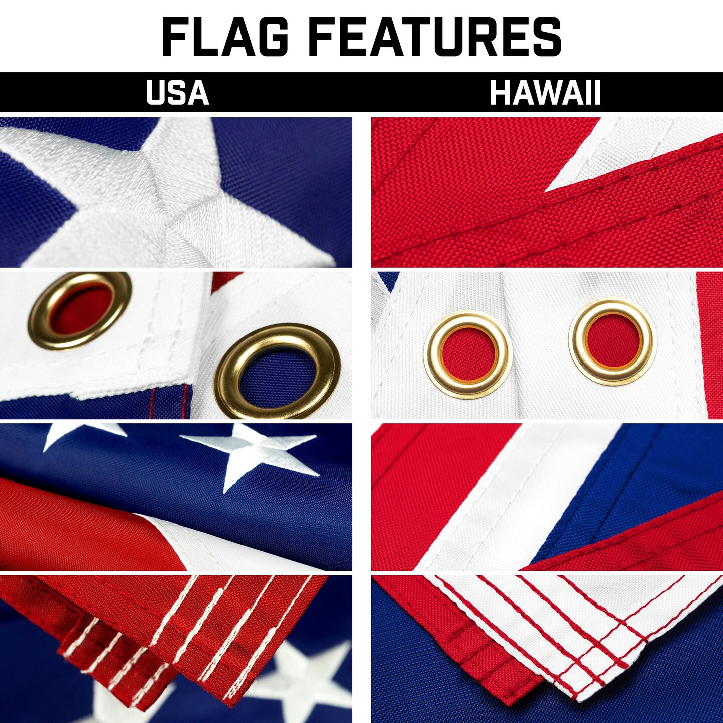 G128 Combo Pack: 20 Ft Telescoping Aluminum Flagpole (Black) &#x26; American and Hawaii Flags 3x5 Ft, Both ToughWeave Series Embroidered Polyester | Pole with Flags Included