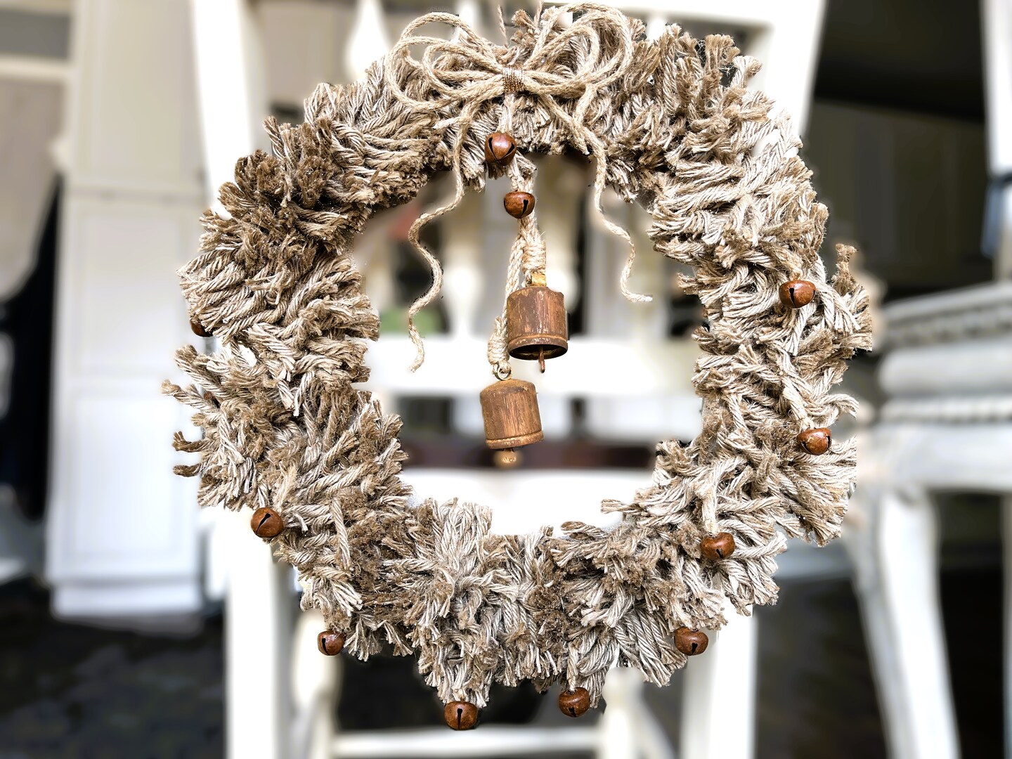 Rustic Christmas Wreath| Rope Wreath| Vintage| Rusty Bells
