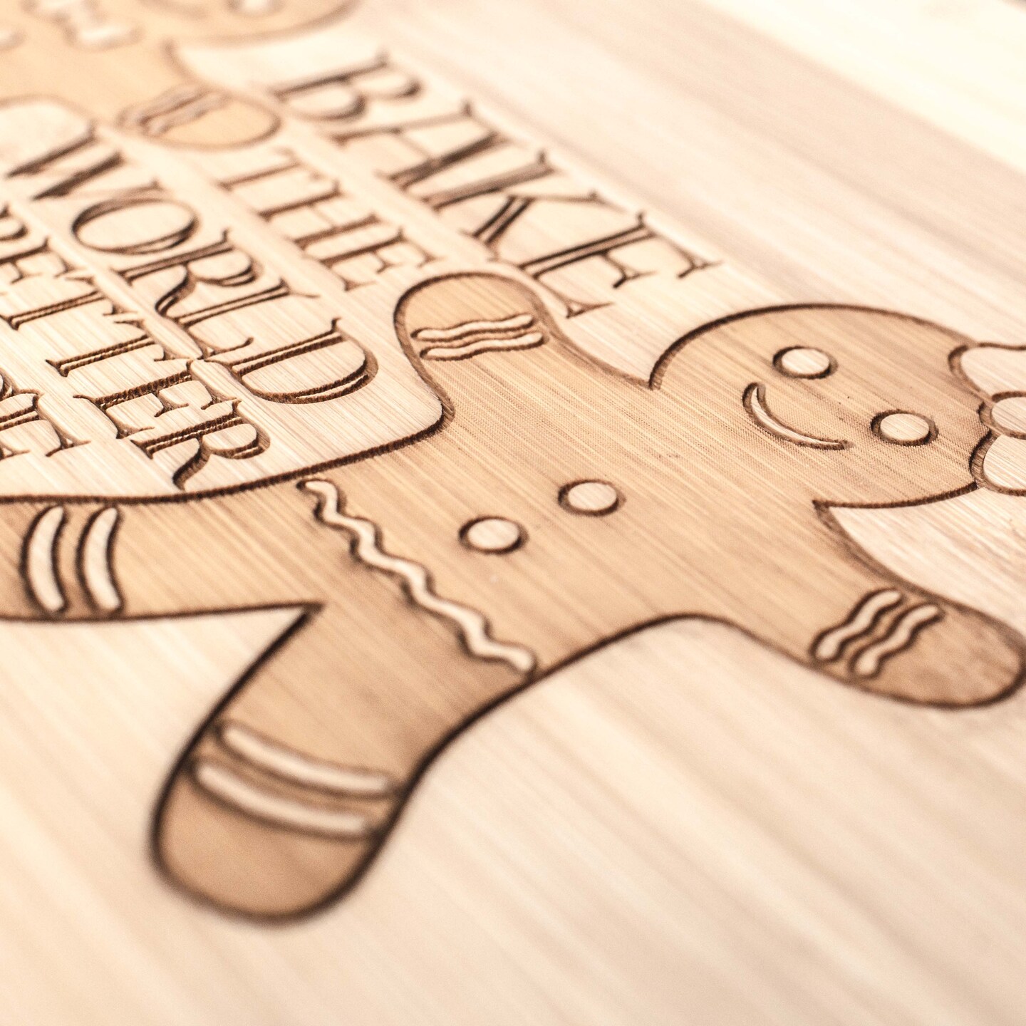 Bake the World a Better Place - Cutting Board 14''x9.5''x.5'' Bamboo