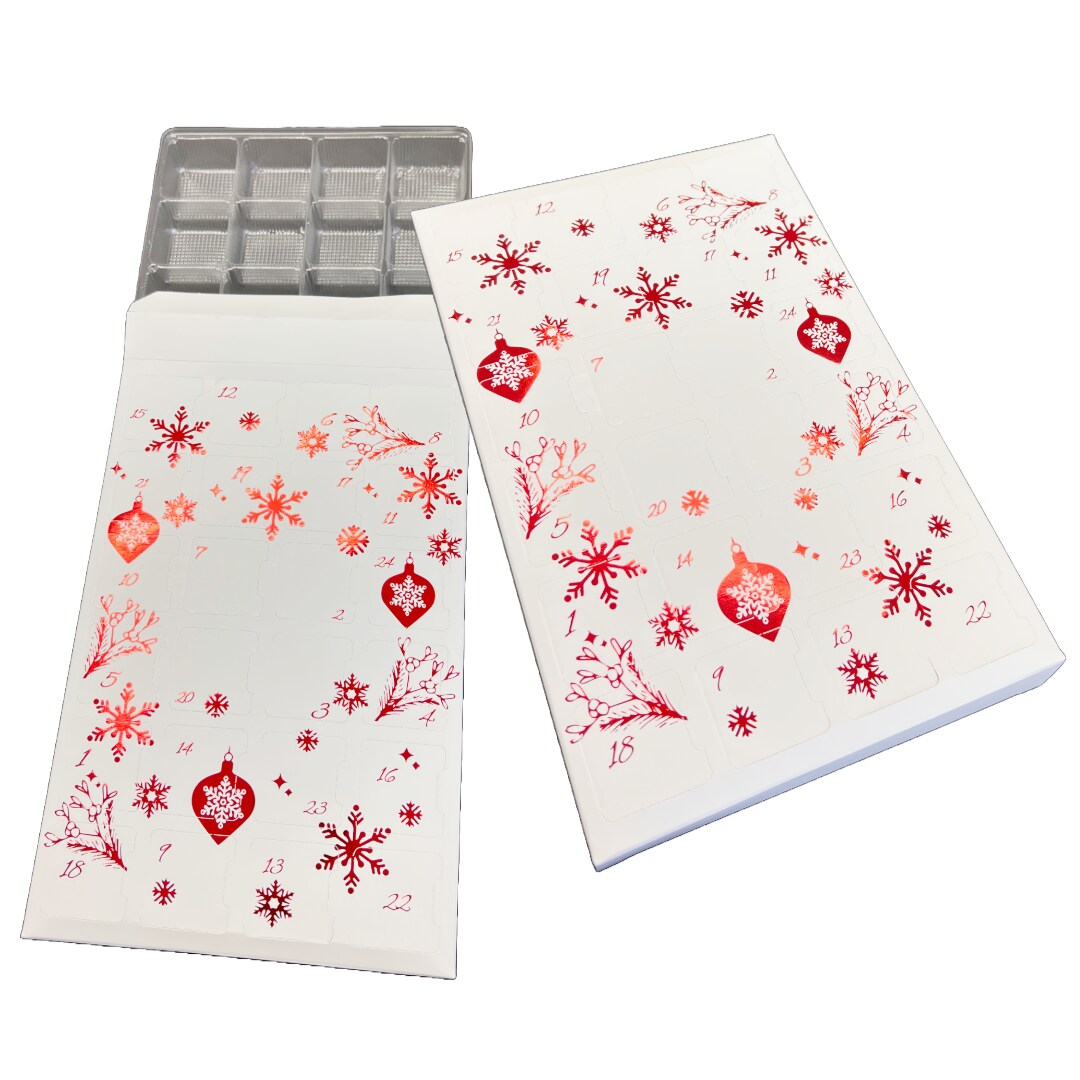 Made in USA - 10 Sets - Empty Advent Calendar Boxes/Trays - Burgundy Metallic - Food Safe - DIY Sublimation Personalization