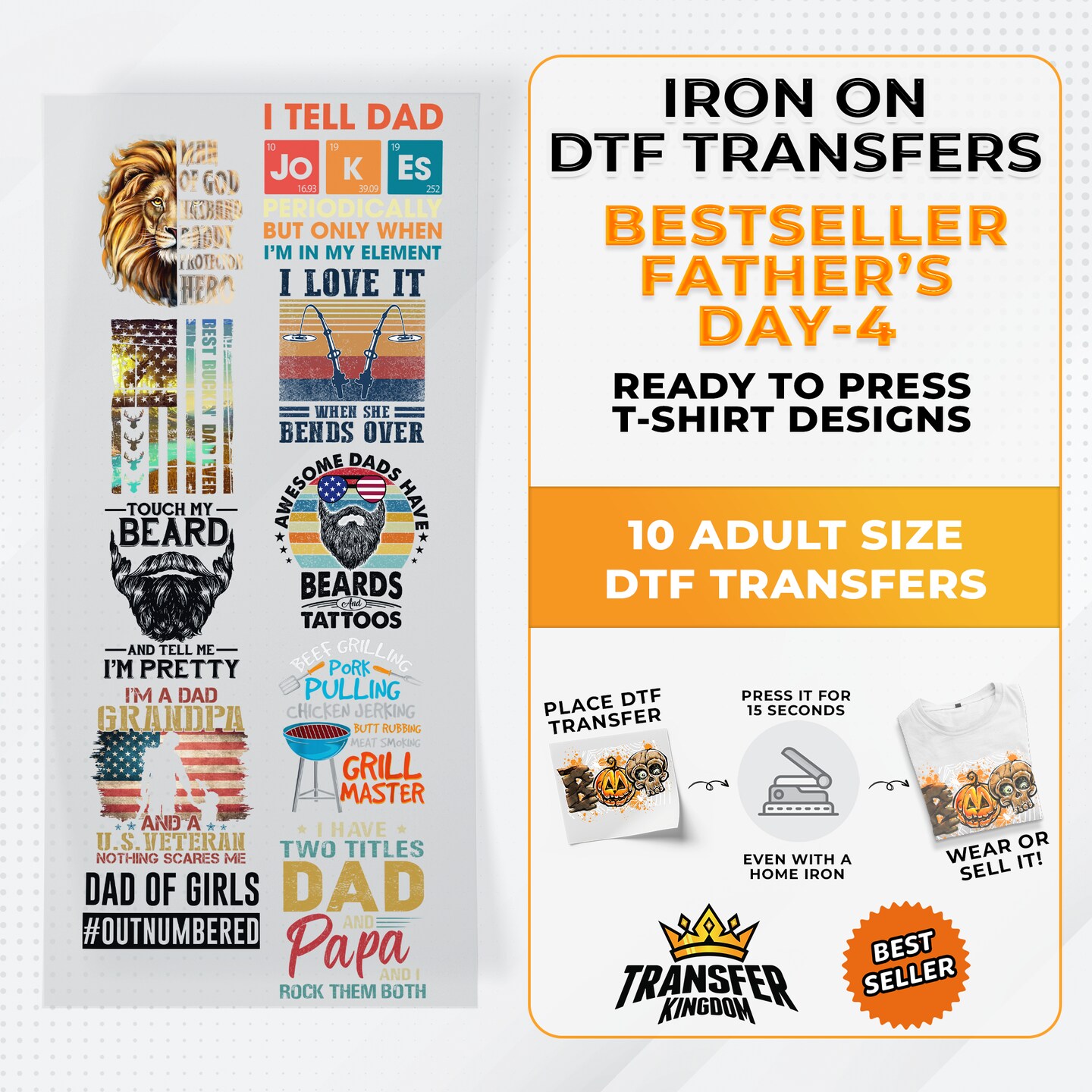 Best Seller Father's Day T-shirt Designs Premade DTF Gangsheet - DTF Bundle 4