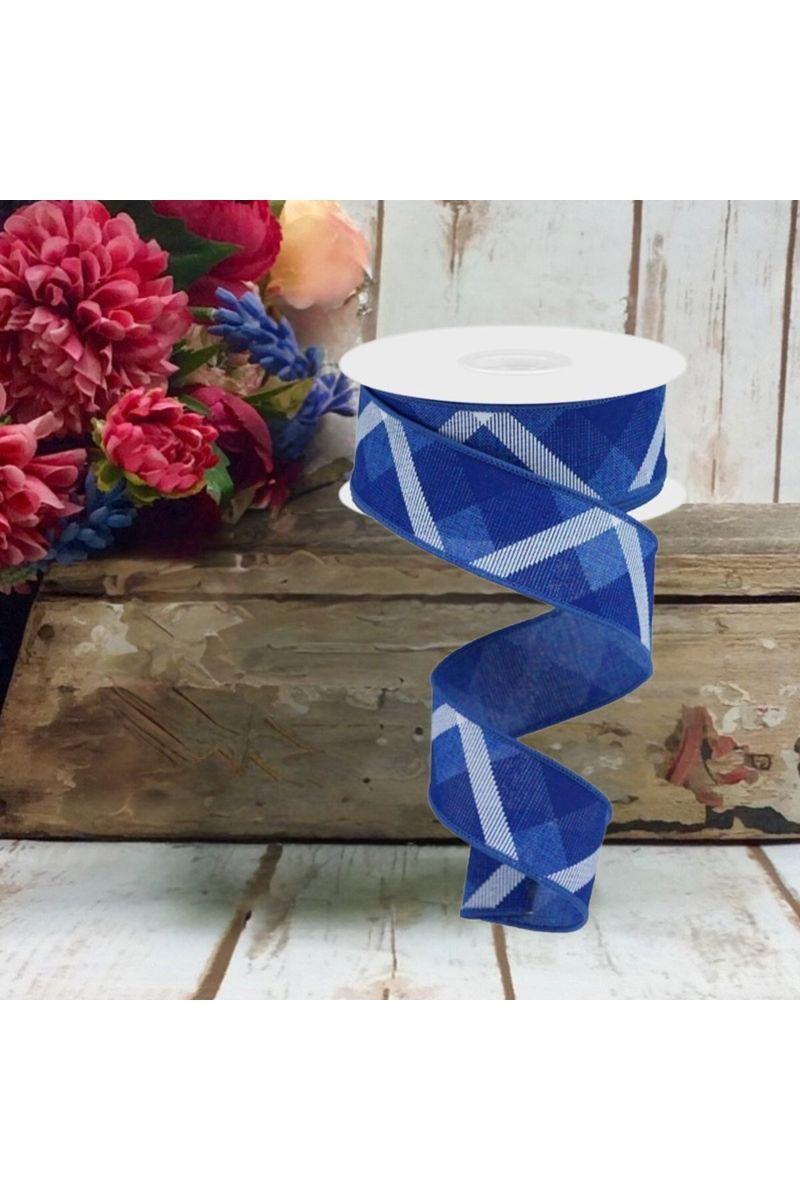 1.5&#x22; Plaid Ribbon: Royal Blue and White (10 Yard)