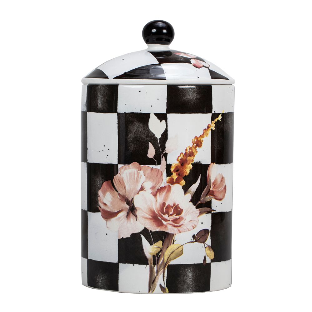Chic Checkered Porcelain Cookie Jars