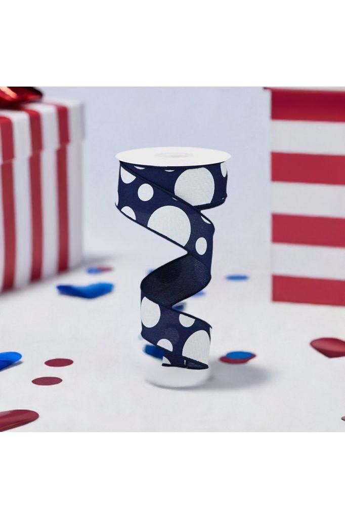 1.5&#x22; Giant Three Size Polka Dot Ribbon: Navy Blue (10 Yards)