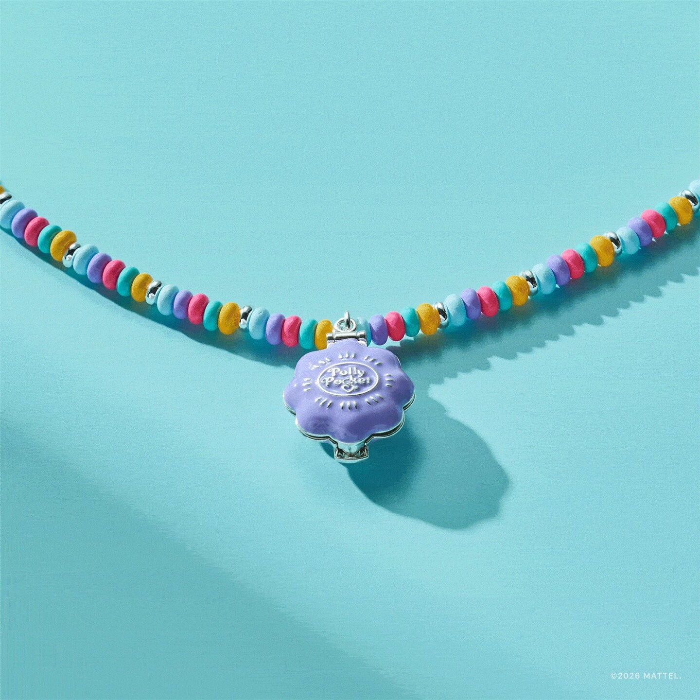 Alex and Ani: Polly Pocket™ Limited Edition Pool Party Beaded Locket Necklace, Silver