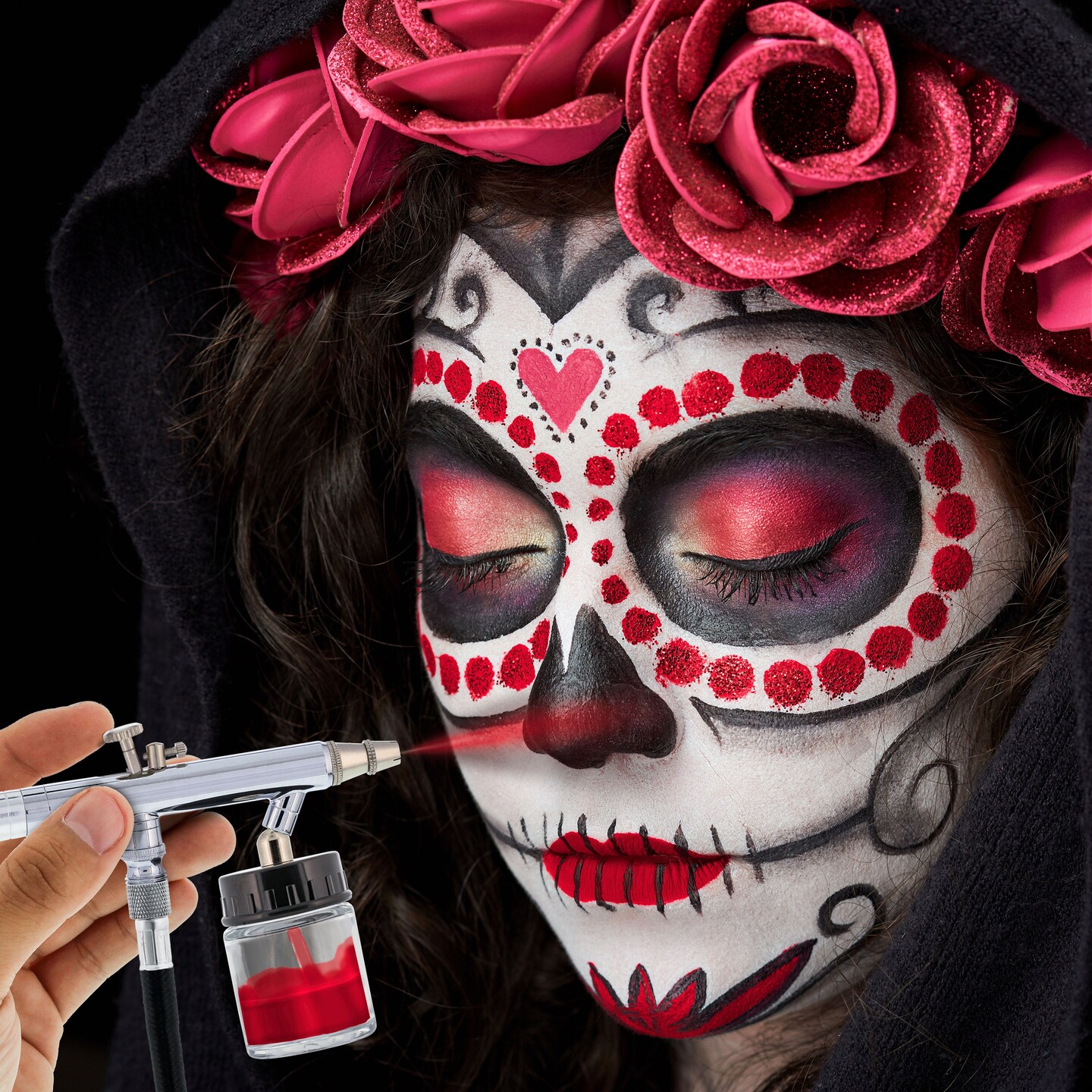 8 oz Red Water-Based Air Brush Paint for Skin - Face & Body Airbrush Paint for Halloween, Cosplay, Theatrical Makeup & Temporary Tattoos