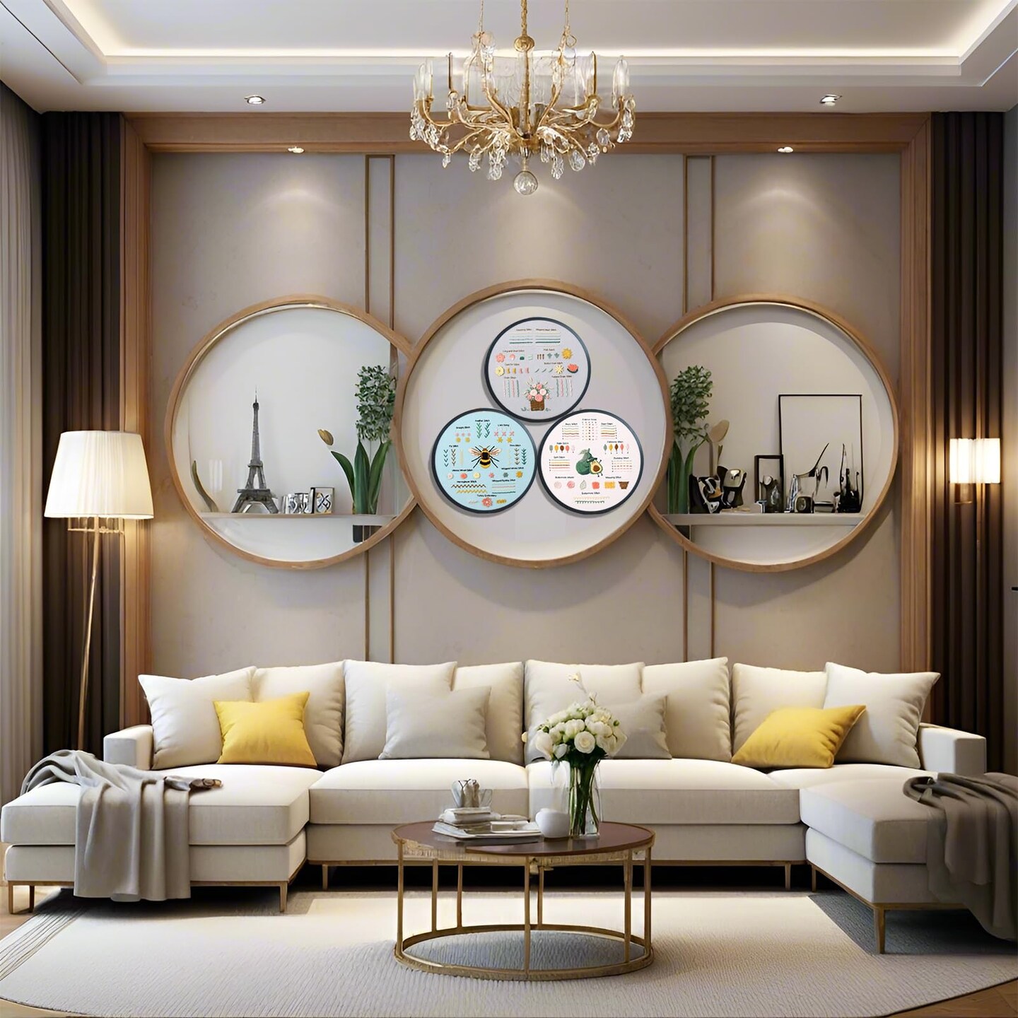 Embroidery Kit for Beginners Adults Cross Stitch Starter Kit Needle Point Supplies 33 Basic Stitches in 3 Set, DIY Craft Lover Starter Hand Stitch (Flower)