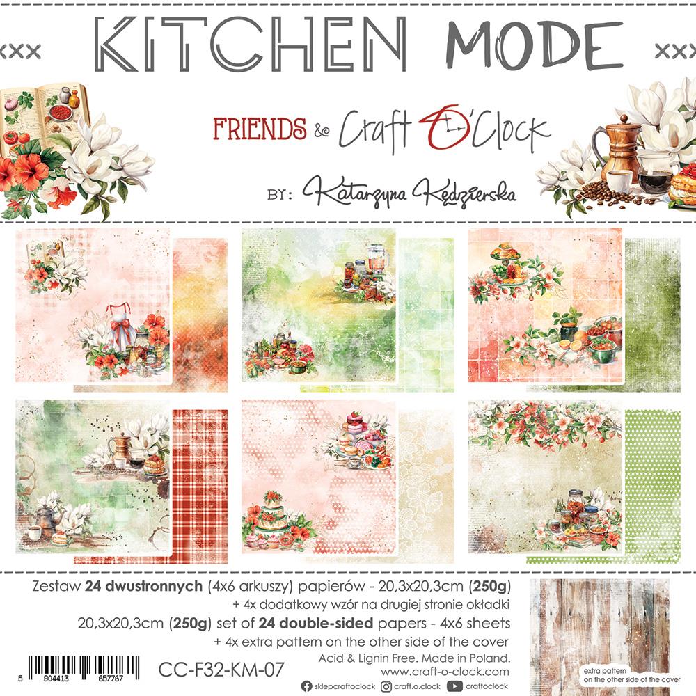 8x8 Scrapbook Paper Pack | Kitchen Mode | 24 Double Sided Sheets | Craft O'Clock