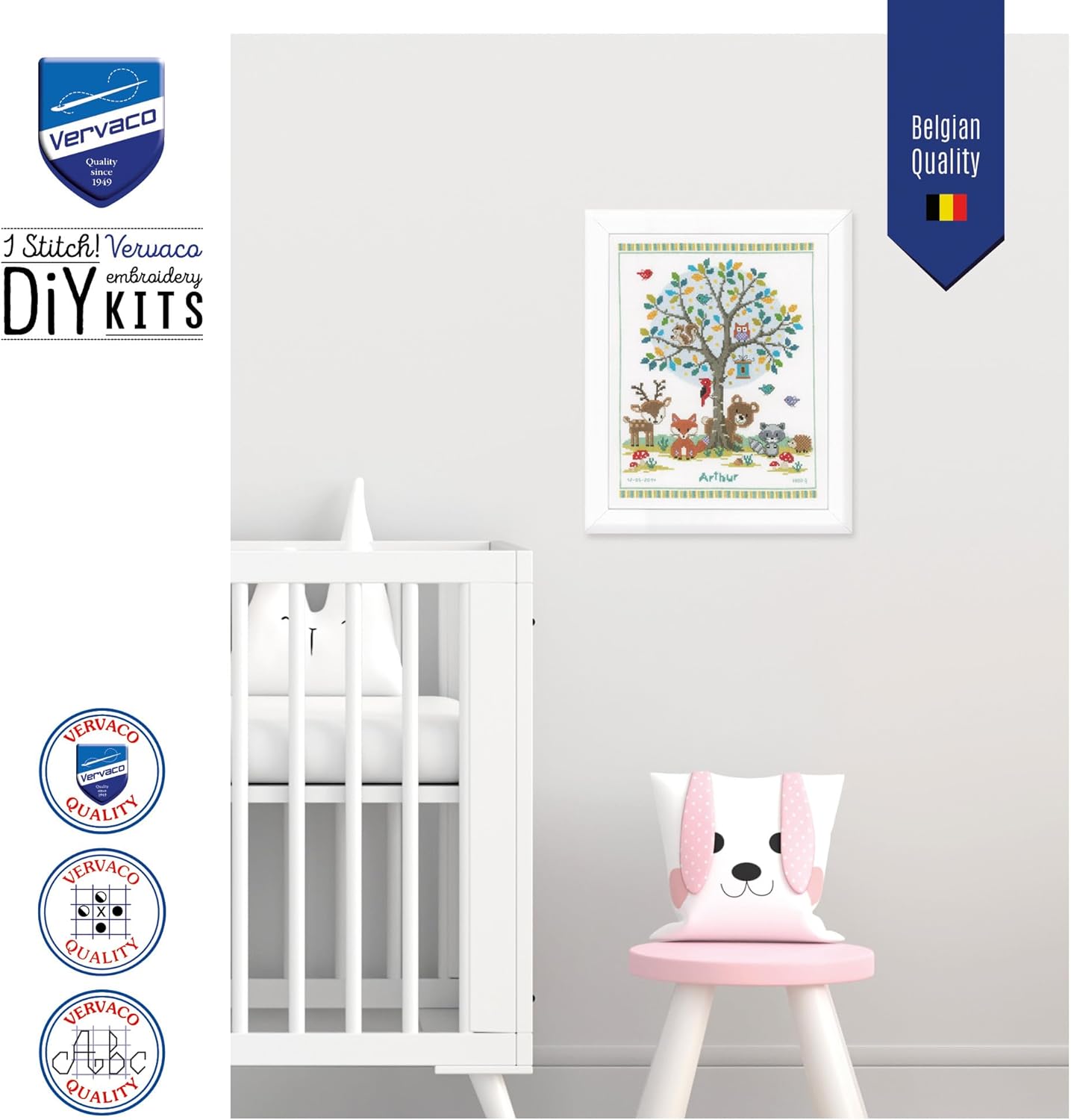 In The Woods Counted Cross Stitch Kit – 11.2" x 14" DIY Embroidery Set with Threads, Fabric & Instructions, Perfect for Beginners and Handmade Gifts