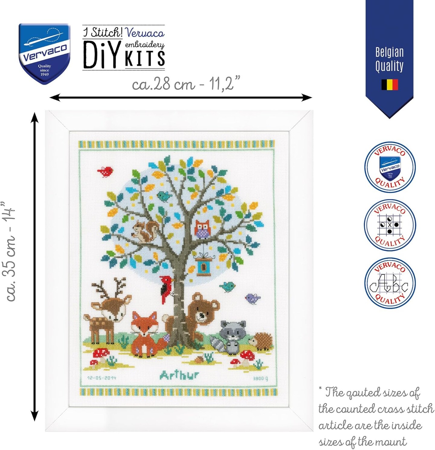 In The Woods Counted Cross Stitch Kit – 11.2" x 14" DIY Embroidery Set with Threads, Fabric & Instructions, Perfect for Beginners and Handmade Gifts