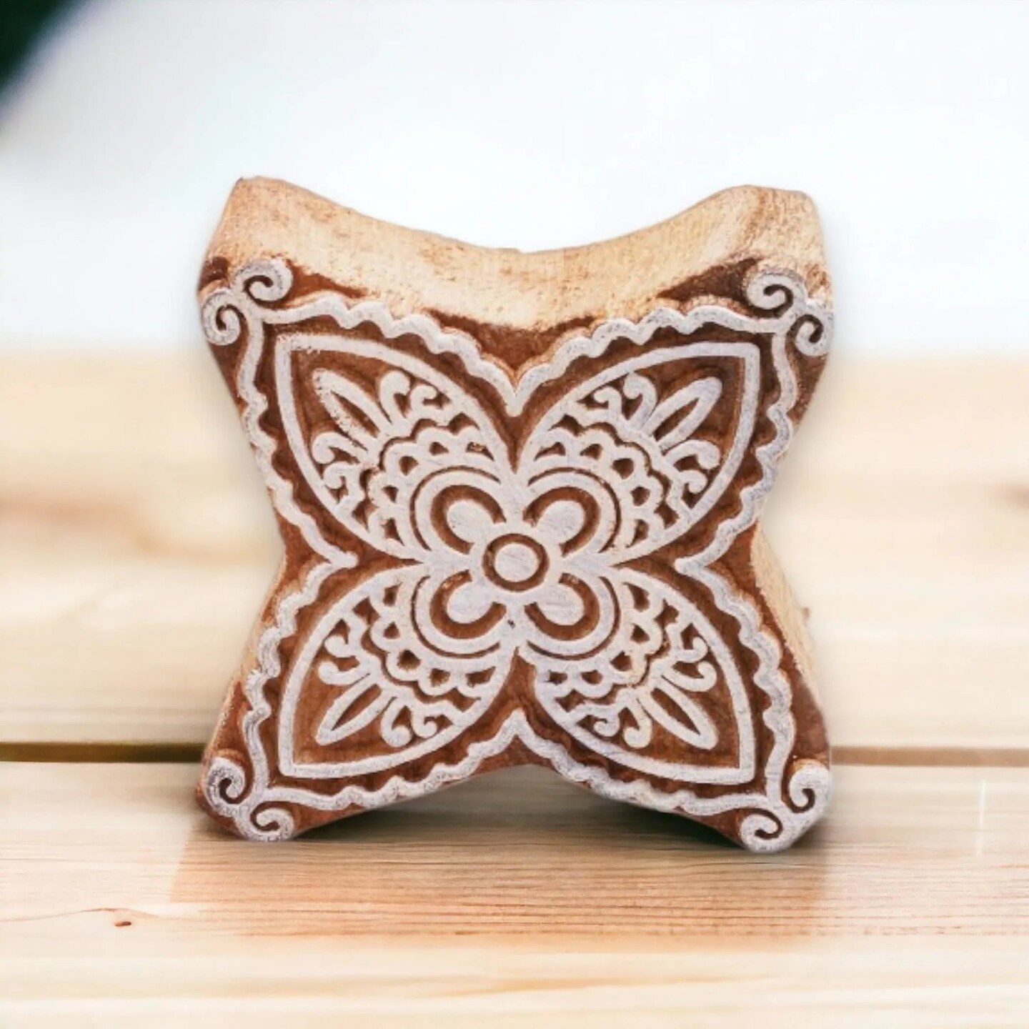 Wooden Printing Stamps Wood Block Stamps for Crafting Handcarved Indian Textile Printing Blocks for Henna Tattoo Saree Border Scrapbooking Clay, Pottery Stamps Mandala Paisley Shapes
