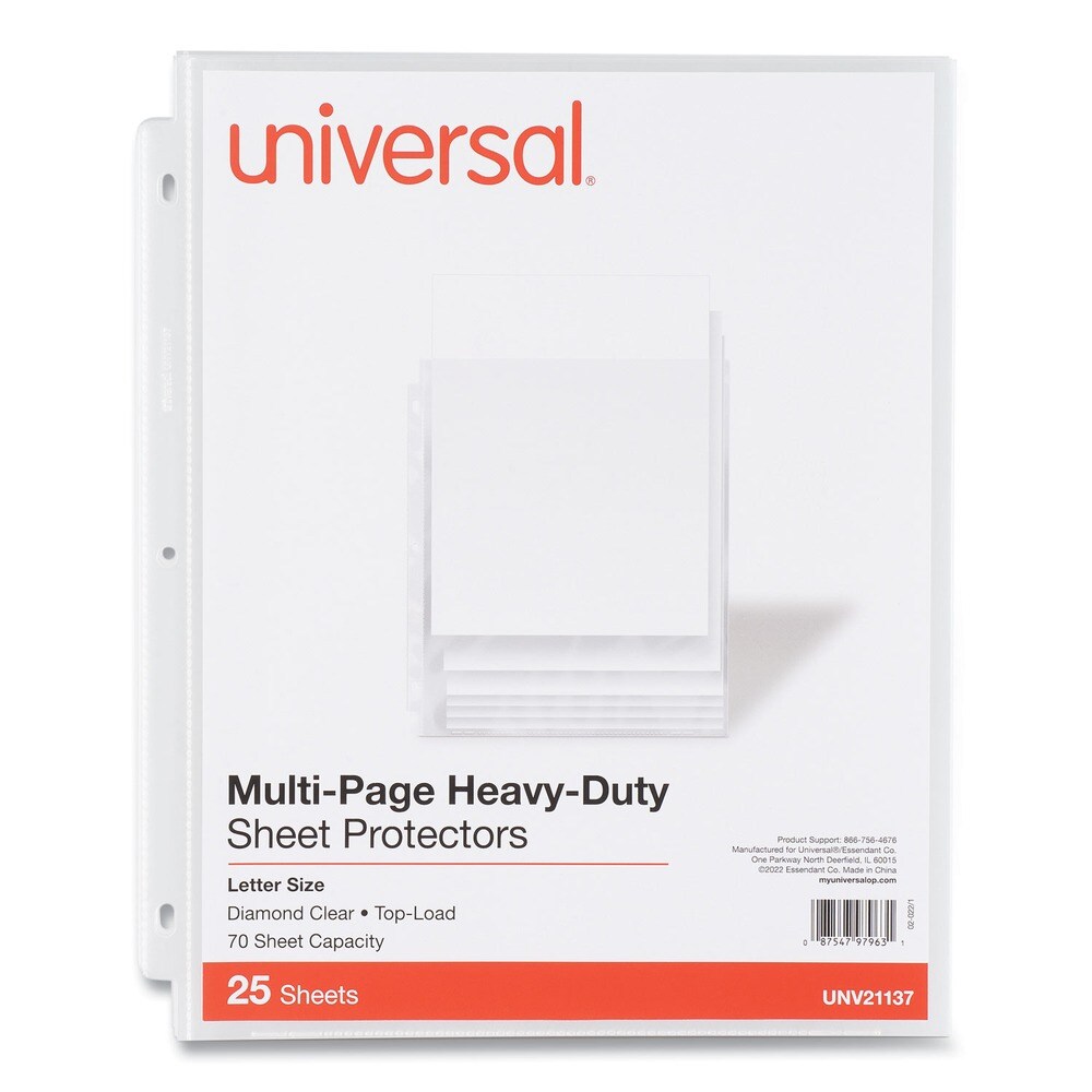 Universal Top-Load Poly Sheet Protectors - Letter Size, Clear (25/Pack)
