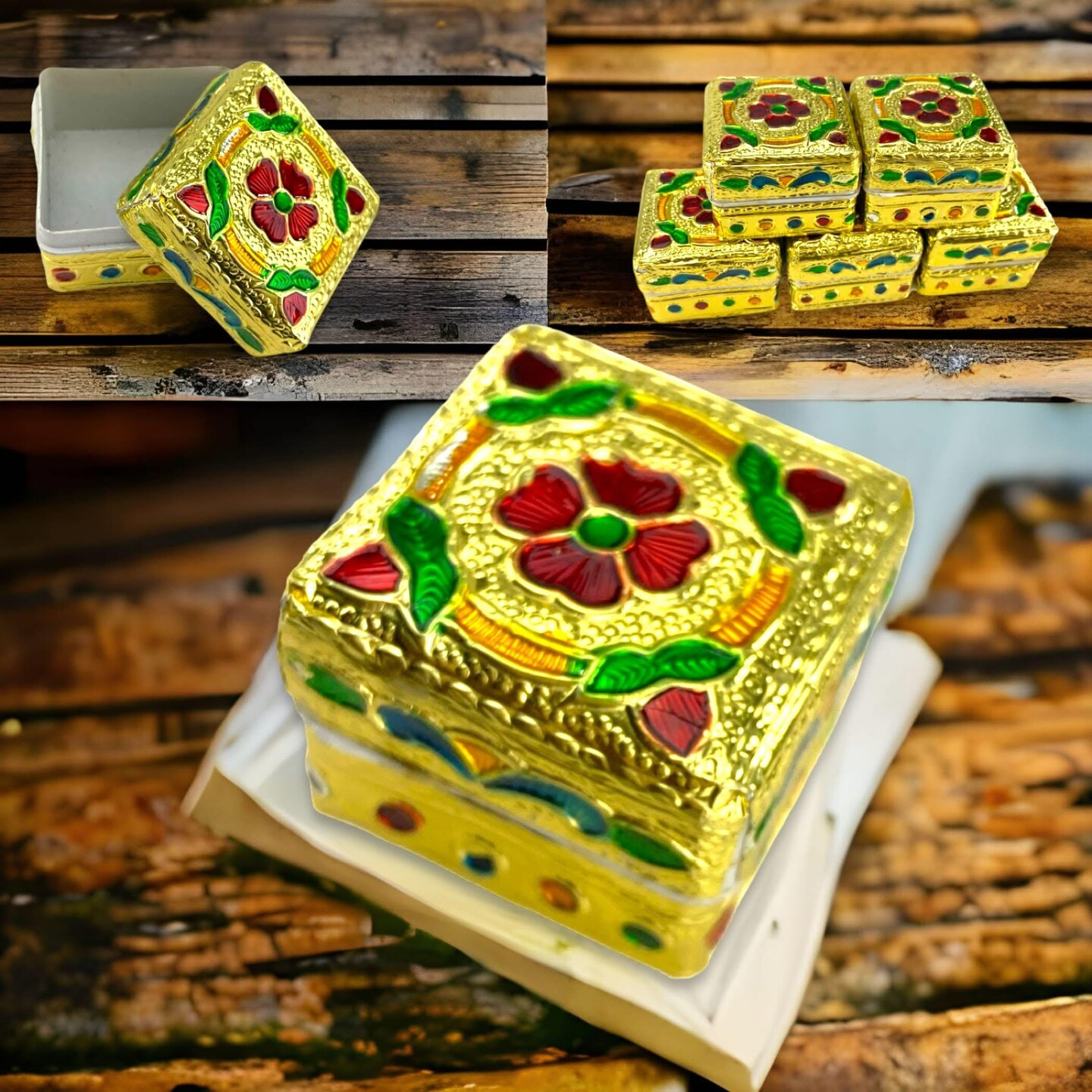 Small Golden / Silver Kumkum Holder, Jewelry Box, Pooja Return Gift, Navrathri Favor, Sindoor Dabbi, Sindoor, Diwali Gift, Diwali Favor