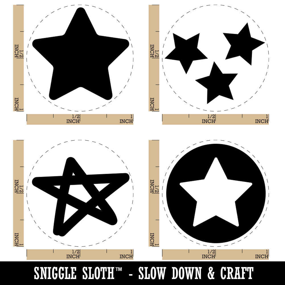 Stars Curved Doodle Scatter Circle Rubber Stamp Set for Stamping Crafting Planners